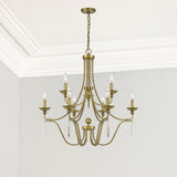 Quentin Designs Nine Light Chandelier Isabella Aged Brass - Exact Size