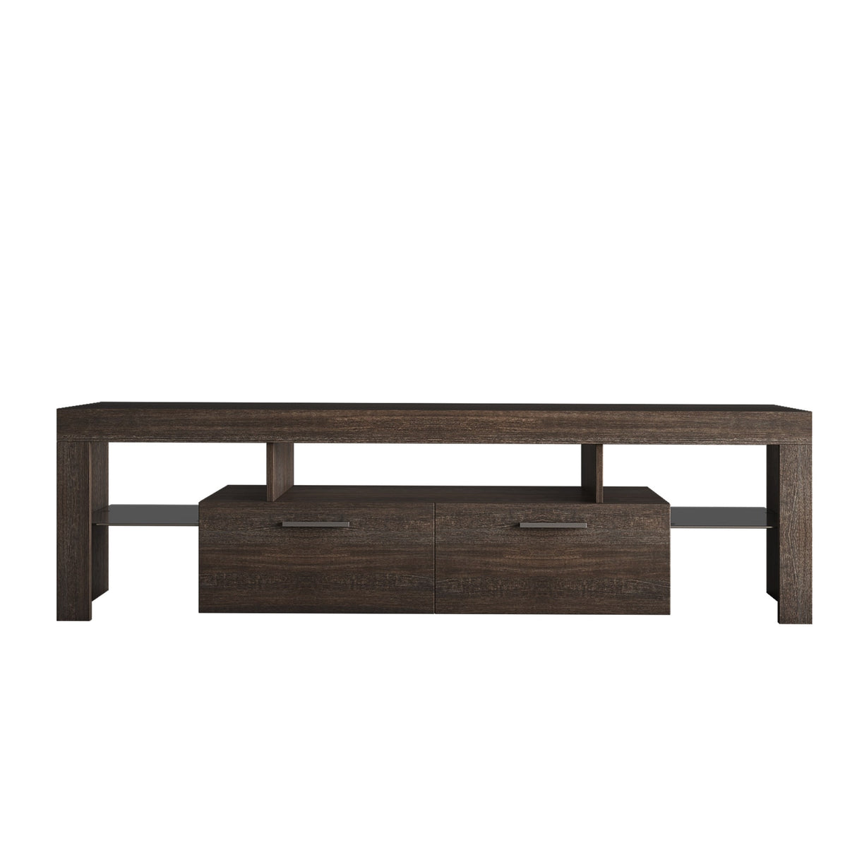 Quick Assembly Modern Tv Stand With Toughened Glass Shelf And Led Backlights - 13.78 x 62.99 x 17.72