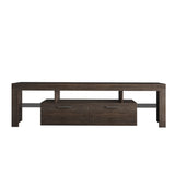 Quick Assembly Modern Tv Stand With Toughened Glass Shelf And Led Backlights - 13.78 x 62.99 x 17.72