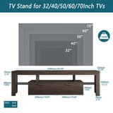 Quick Assembly Modern Tv Stand With Toughened Glass Shelf And Led Backlights - 13.78 x 62.99 x 17.72