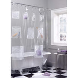 Quick Dry Mesh Pockets Waterproof PEVA Shower Curtain
