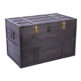 Antique Style Large Dark Wooden Storage Trunk with Lockable Latch
