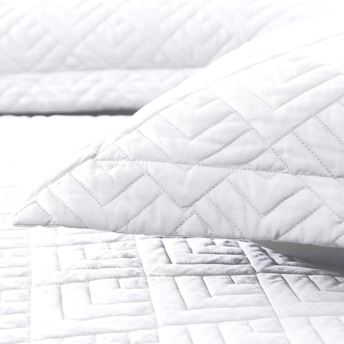 Quilt Set Full Queen Size 3 Piece,Lightweight Soft Coverlet Modern Style Squares Pattern Bedspread Set(1 Quilt,2 Pillow Shams)