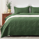 Quilt Set Full Queen Size 3 Piece,Lightweight Soft Coverlet Modern Style Squares Pattern Bedspread Set(1 Quilt,2 Pillow Shams)