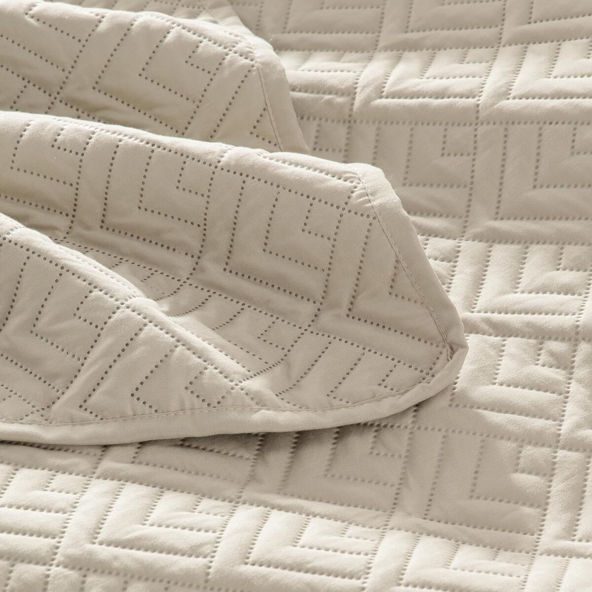 Quilt Set Full Queen Size 3 Piece,Lightweight Soft Coverlet Modern Style Squares Pattern Bedspread Set(1 Quilt,2 Pillow Shams)