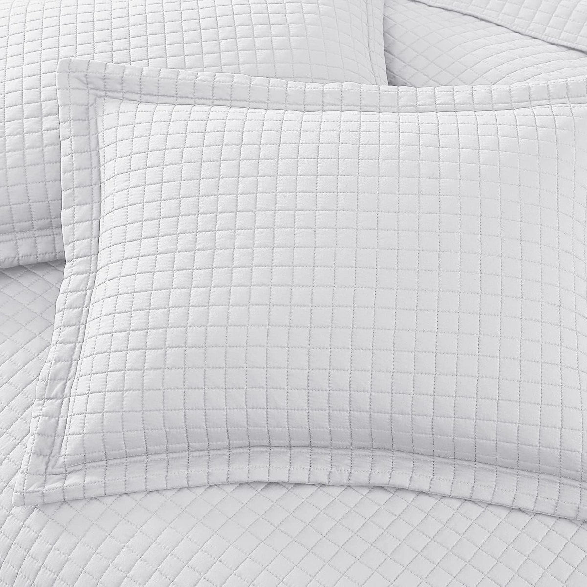 Quilt Set Full Queen Size 3 Piece,Lightweight Soft Coverlet Modern Style Squares Pattern Bedspread Set(1 Quilt,2 Pillow Shams)