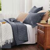 Quilt Set Full Queen Size 3 Piece,Lightweight Soft Coverlet Modern Style Squares Pattern Bedspread Set(1 Quilt,2 Pillow Shams)