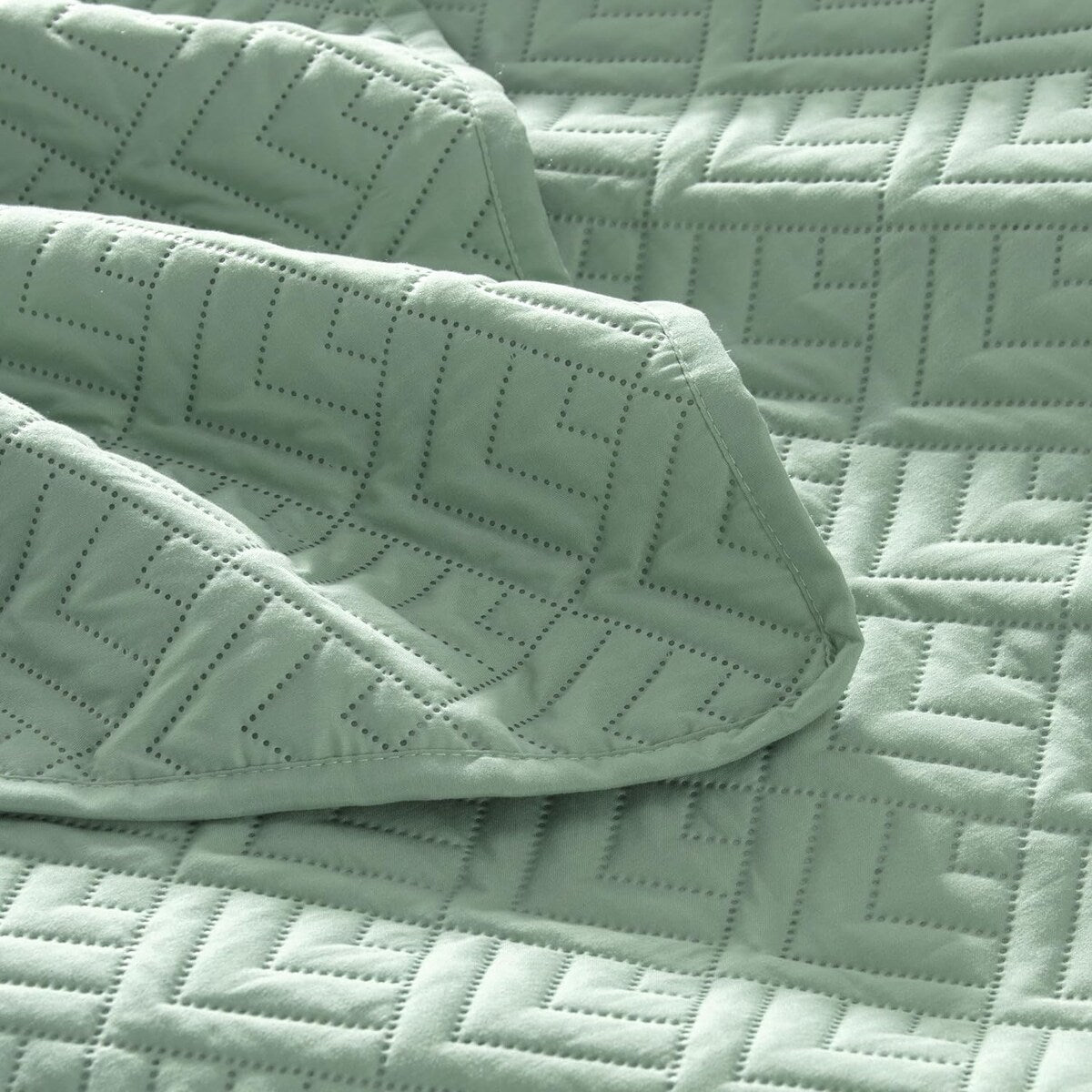 Quilt Set Full Queen Size 3 Piece,Lightweight Soft Coverlet Modern Style Squares Pattern Bedspread Set(1 Quilt,2 Pillow Shams)
