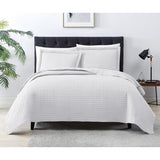 Quilt Set Full Queen Size 3 Piece,Lightweight Soft Coverlet Modern Style Squares Pattern Bedspread Set(1 Quilt,2 Pillow Shams)