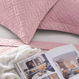 Quilt Set Full Queen Size 3 Piece,Lightweight Soft Coverlet Modern Style Squares Pattern Bedspread Set(1 Quilt,2 Pillow Shams)
