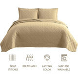 Quilt Set Full Queen Size 3 Piece,Lightweight Soft Coverlet Modern Style Squares Pattern Bedspread Set(1 Quilt,2 Pillow Shams)