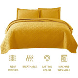 Quilt Set Full Queen Size 3 Piece,Lightweight Soft Coverlet Modern Style Squares Pattern Bedspread Set(1 Quilt,2 Pillow Shams)