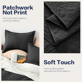 Quilt Set Full Queen Size 3 Piece,Lightweight Soft Coverlet Modern Style Squares Pattern Bedspread Set(1 Quilt,2 Pillow Shams)