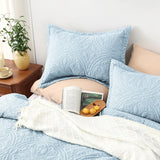 Quilt Set Full Queen Size 3 Piece,Lightweight Soft Coverlet Modern Style Squares Pattern Bedspread Set(1 Quilt,2 Pillow Shams)