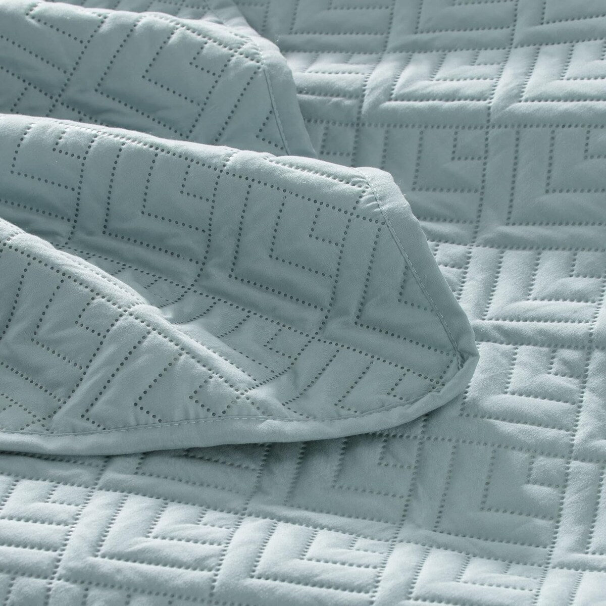 Quilt Set Full Queen Size 3 Piece,Lightweight Soft Coverlet Modern Style Squares Pattern Bedspread Set(1 Quilt,2 Pillow Shams)