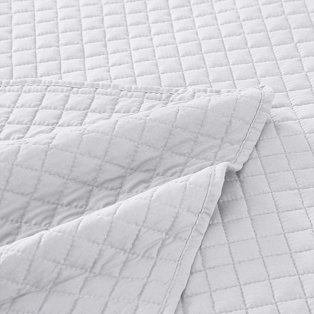 Quilt Set Full Queen Size 3 Piece,Lightweight Soft Coverlet Modern Style Squares Pattern Bedspread Set(1 Quilt,2 Pillow Shams)