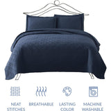 Quilt Set Full Queen Size 3 Piece,Lightweight Soft Coverlet Modern Style Squares Pattern Bedspread Set(1 Quilt,2 Pillow Shams)