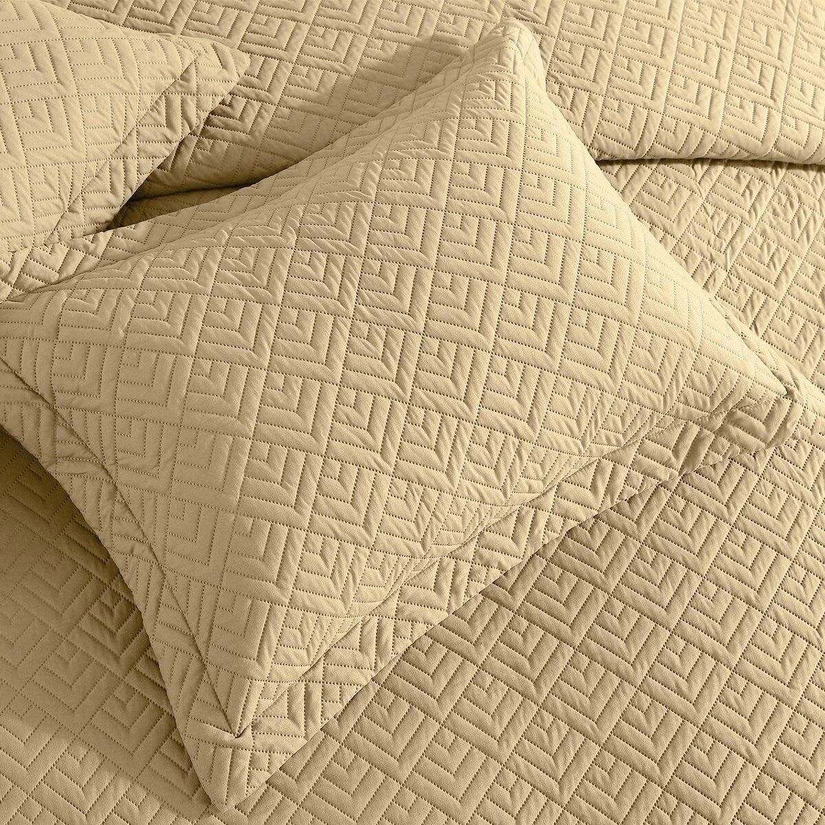 Quilt Set Full Queen Size 3 Piece,Lightweight Soft Coverlet Modern Style Squares Pattern Bedspread Set(1 Quilt,2 Pillow Shams)