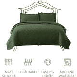 Quilt Set Full Queen Size 3 Piece,Lightweight Soft Coverlet Modern Style Squares Pattern Bedspread Set(1 Quilt,2 Pillow Shams)