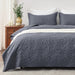 Quilt Set Full Queen Size 3 Piece,Lightweight Soft Coverlet Modern Style Squares Pattern Bedspread Set(1 Quilt,2 Pillow Shams)