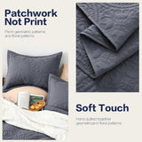 Quilt Set Full Queen Size 3 Piece,Lightweight Soft Coverlet Modern Style Squares Pattern Bedspread Set(1 Quilt,2 Pillow Shams)