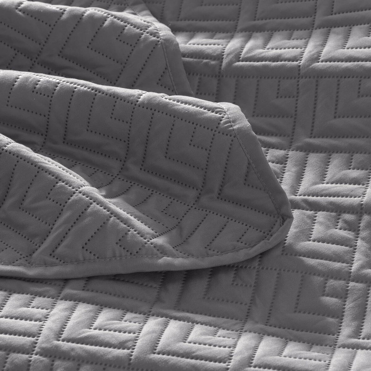 Quilt Set Full Queen Size 3 Piece,Lightweight Soft Coverlet Modern Style Squares Pattern Bedspread Set(1 Quilt,2 Pillow Shams)