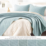 Quilt Set Full Queen Size 3 Piece,Lightweight Soft Coverlet Modern Style Squares Pattern Bedspread Set(1 Quilt,2 Pillow Shams)
