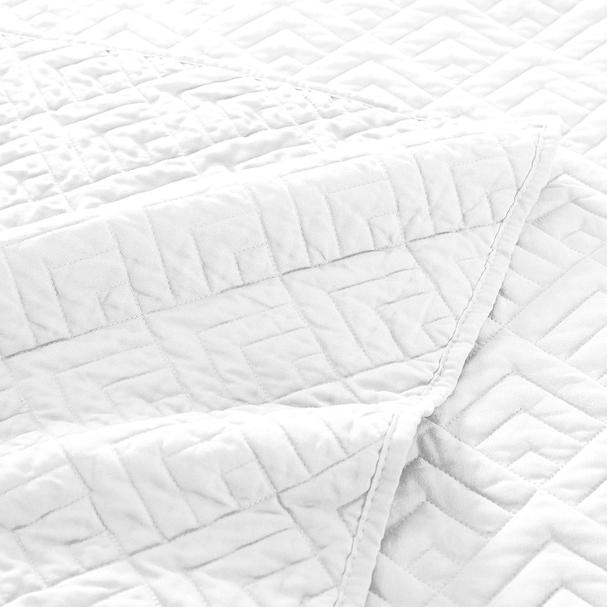 Quilt Set Full Queen Size 3 Piece,Lightweight Soft Coverlet Modern Style Squares Pattern Bedspread Set(1 Quilt,2 Pillow Shams)