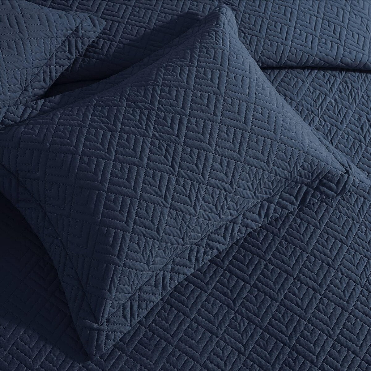 Quilt Set Full Queen Size 3 Piece,Lightweight Soft Coverlet Modern Style Squares Pattern Bedspread Set(1 Quilt,2 Pillow Shams)
