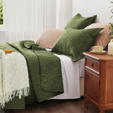 Quilt Set Full Queen Size 3 Piece,Lightweight Soft Coverlet Modern Style Squares Pattern Bedspread Set(1 Quilt,2 Pillow Shams)