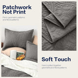 Quilt Set Full Queen Size 3 Piece,Lightweight Soft Coverlet Modern Style Squares Pattern Bedspread Set(1 Quilt,2 Pillow Shams)
