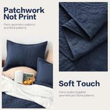Quilt Set Full Queen Size 3 Piece,Lightweight Soft Coverlet Modern Style Squares Pattern Bedspread Set(1 Quilt,2 Pillow Shams)