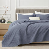 Quilt Set Full Queen Size 3 Piece,Lightweight Soft Coverlet Modern Style Squares Pattern Bedspread Set(1 Quilt,2 Pillow Shams)