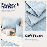 Quilt Set Full Queen Size 3 Piece,Lightweight Soft Coverlet Modern Style Squares Pattern Bedspread Set(1 Quilt,2 Pillow Shams)