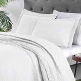 Quilt Set Full Queen Size 3 Piece,Lightweight Soft Coverlet Modern Style Squares Pattern Bedspread Set(1 Quilt,2 Pillow Shams)