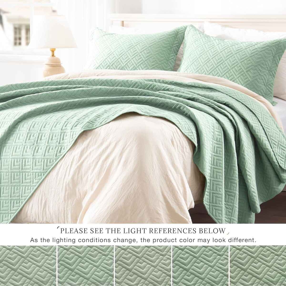 Quilt Set Full Queen Size 3 Piece,Lightweight Soft Coverlet Modern Style Squares Pattern Bedspread Set(1 Quilt,2 Pillow Shams)
