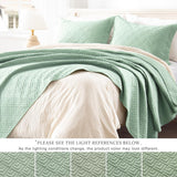 Quilt Set Full Queen Size 3 Piece,Lightweight Soft Coverlet Modern Style Squares Pattern Bedspread Set(1 Quilt,2 Pillow Shams)