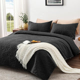 Quilt Set Full Queen Size 3 Piece,Lightweight Soft Coverlet Modern Style Squares Pattern Bedspread Set(1 Quilt,2 Pillow Shams)