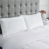Quilted Cotton Cover Soft Goose Feather Down Pillows Set of 2 - White