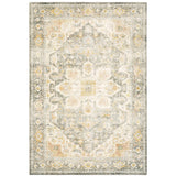Quimper Grey Gold Oriental Distressed Traditional Casual Area Rug