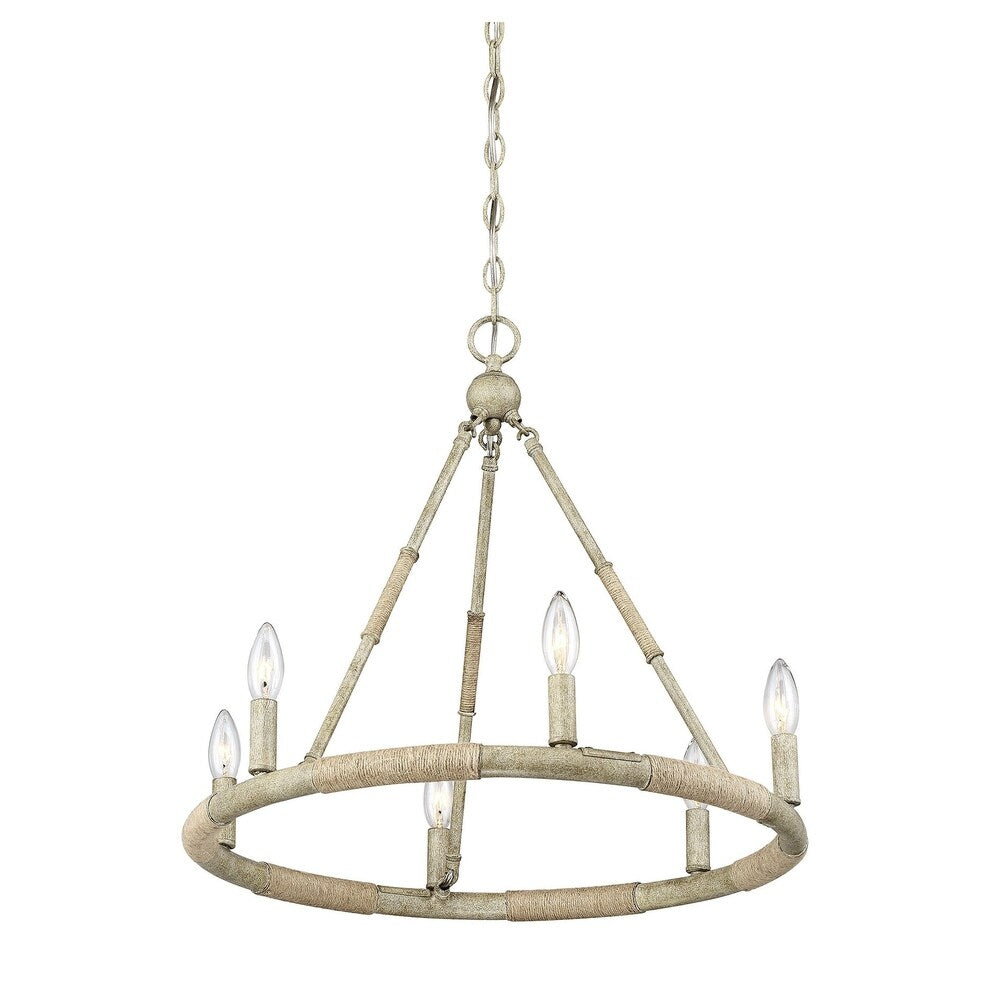 The Gray Barn Lunasa 6-light Rope and Wood Chandelier