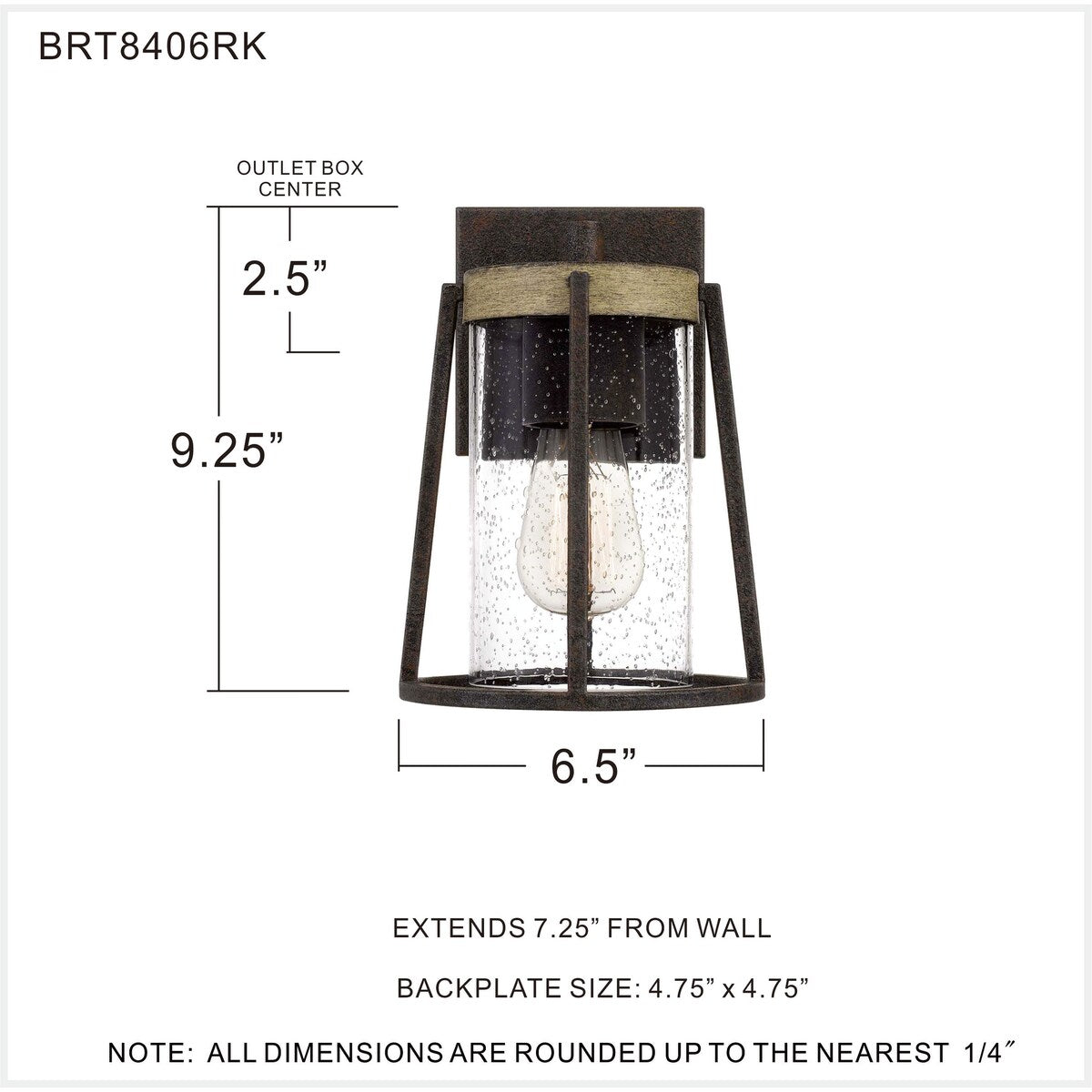 Quoizel Brockton Rustic Black Small 1-light Outdoor Wall Lantern