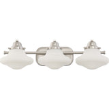 Quoizel Garrison Silver Steel and Frosted Glass 6.75-inch x 24.75-inch x 8.75-inch Bath Fixture with 3 Lights