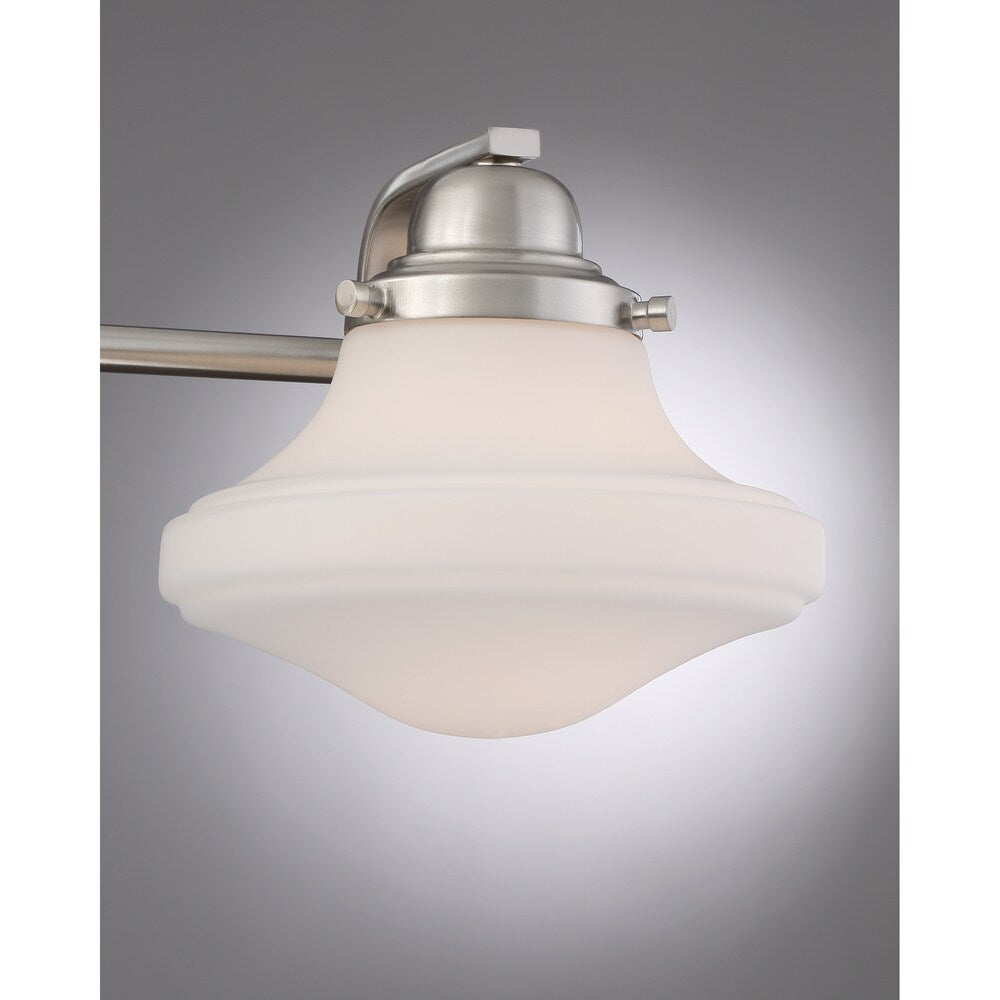 Quoizel Garrison Silver Steel and Frosted Glass 6.75-inch x 24.75-inch x 8.75-inch Bath Fixture with 3 Lights
