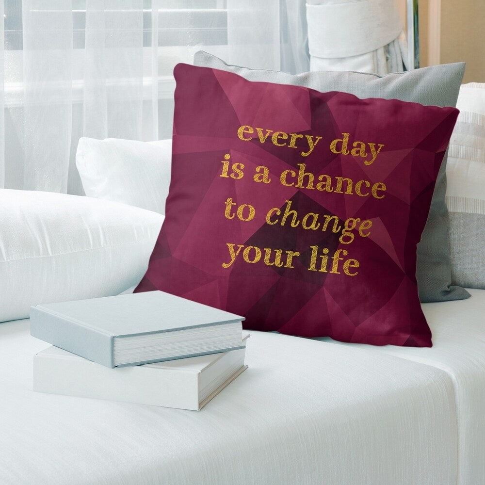 Quotes Faux Gemstone Change Your Life Quote Pillow (w/Rmv Insert)-Spun Poly