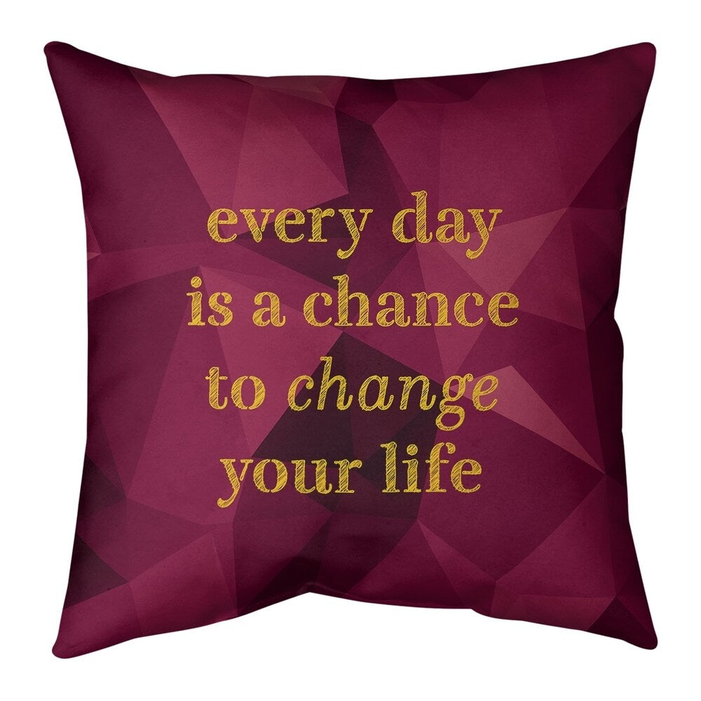 Quotes Faux Gemstone Change Your Life Quote Pillow (w/Rmv Insert)-Spun Poly