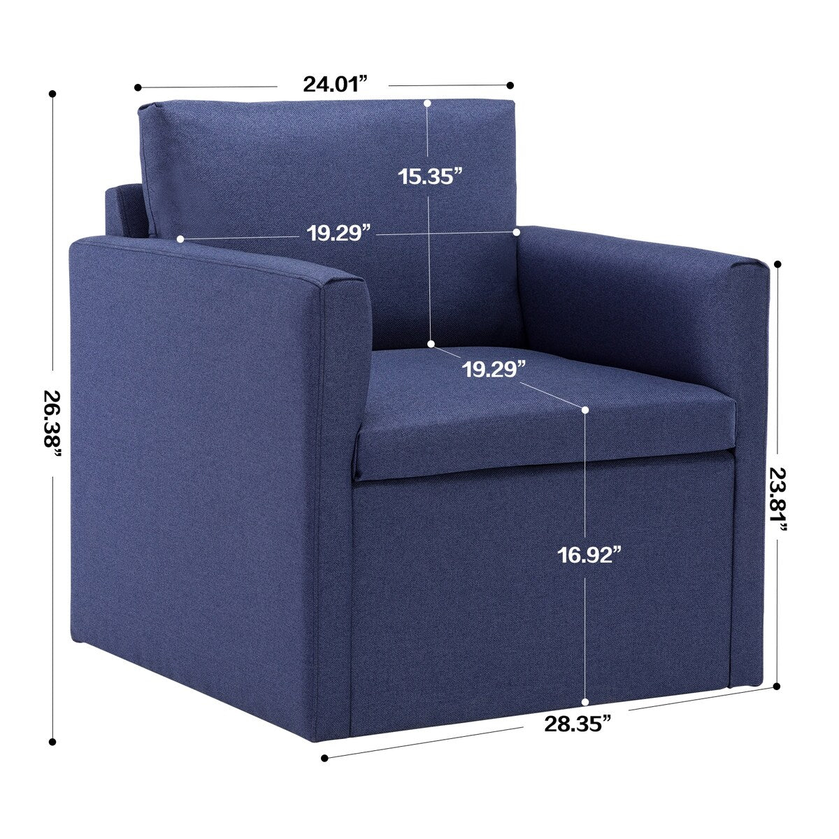 Qwork Modern Upholstered Single Sofa Armchair Accent Chair