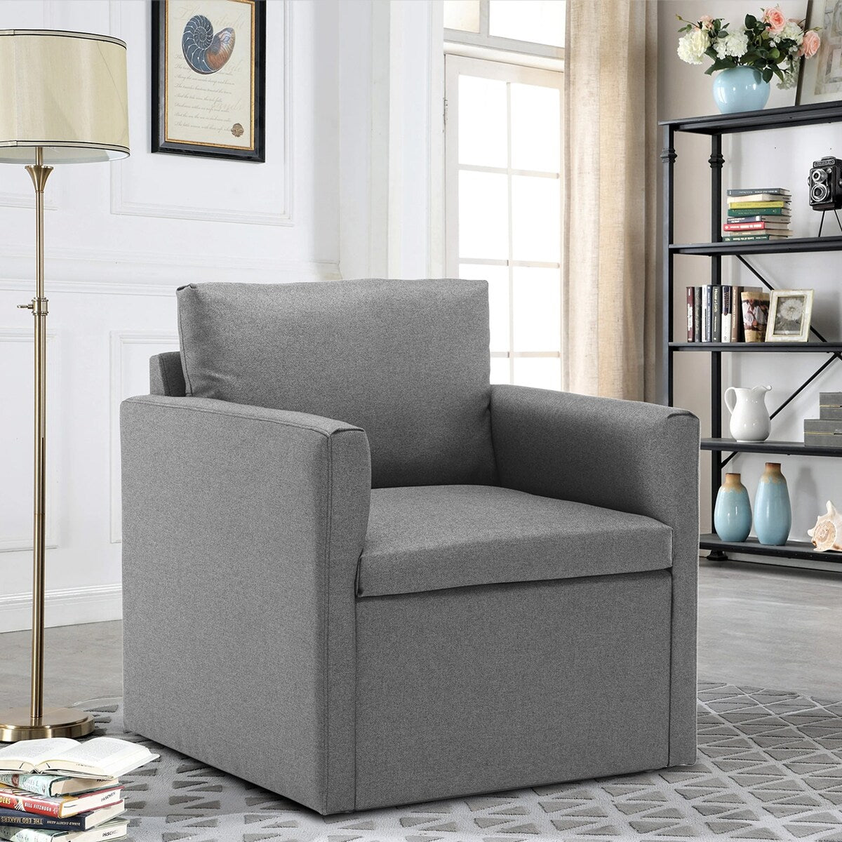 Qwork Modern Upholstered Single Sofa Armchair Accent Chair