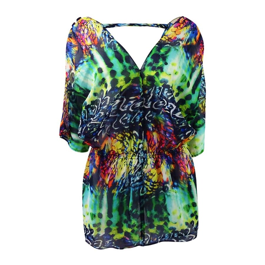 RACHEL Rachel Roy Women's Tail Feathers Electric Printed Cover-Up