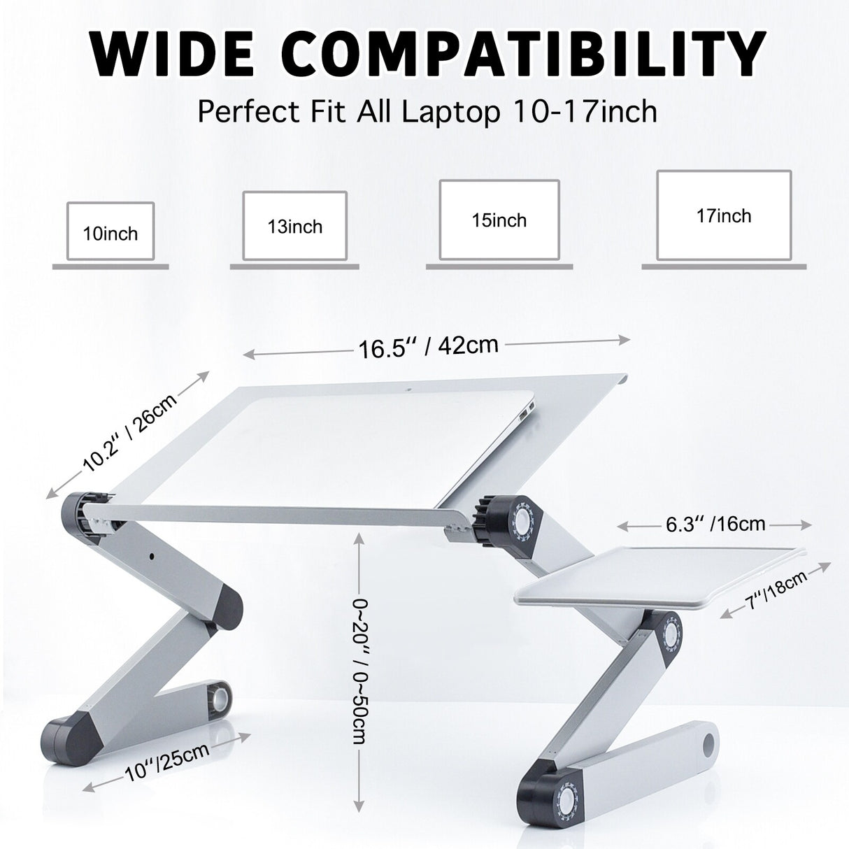 RAINBEAN Adjustable and Foldable Portable Laptop Stand with Mouse Pad